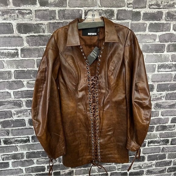 ROTATE BIRGER CHRISTENSEN Lace-up distressed faux leather mini dress - Picture 10 of 16